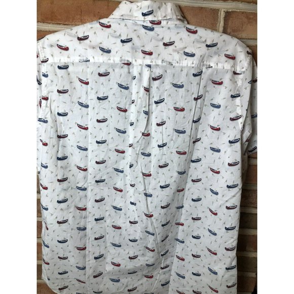 NWT Men's Sz M Eddie Bauer SS Button Down Classic Fit Kingston Shirt, Nautical - Picture 5 of 6